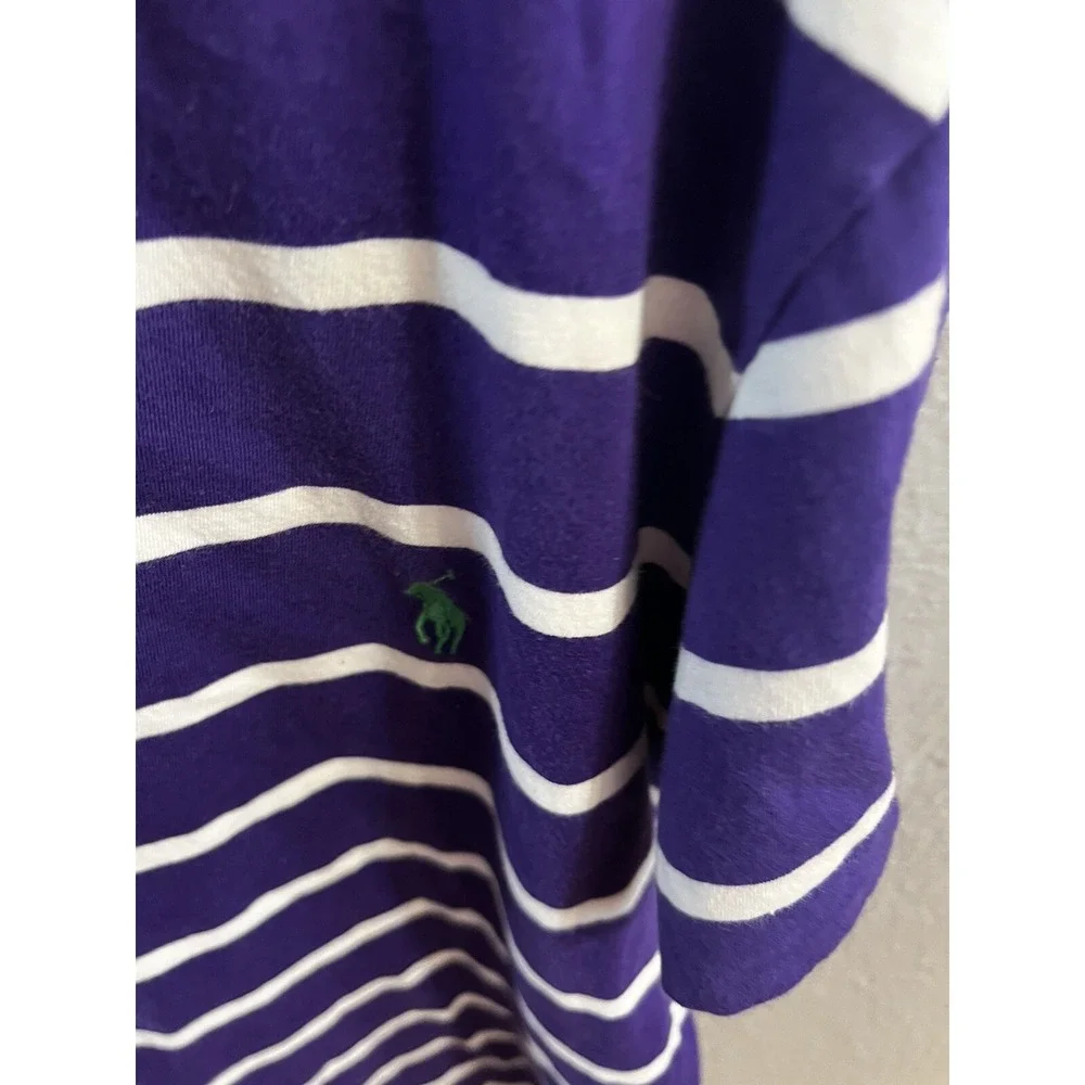 Boys Polo‎ Ralph Lauren Short sleeve size Large Purple White Striped